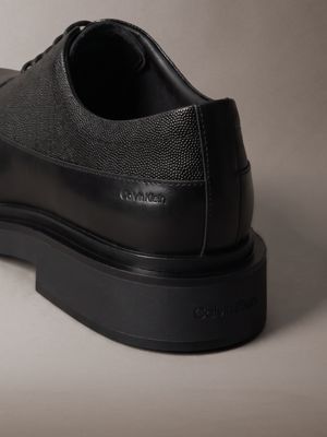 triple black leather oxford lace-up shoes for men calvin klein