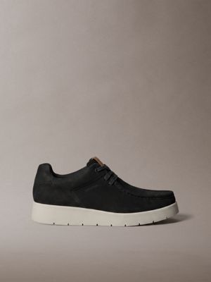 black suede hybrid apron toe loafers for men calvin klein