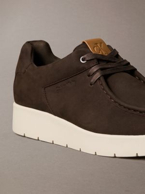 rocky brown/cashew/dk ecru suede hybrid apron toe loafers for men calvin klein