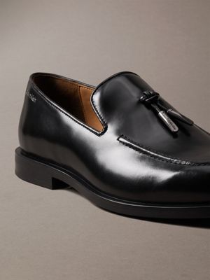 triple black theo - leather tassle loafers for men calvin klein