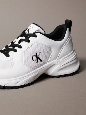bright white/black traction runner trainers for men calvin klein
