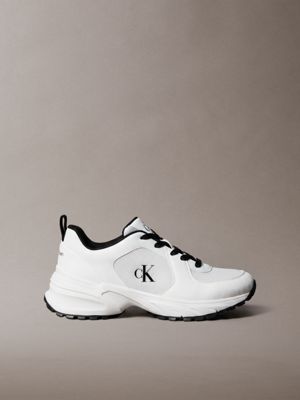 white traction runner trainers for men calvin klein