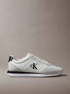 white signature logo runner trainers for men calvin klein