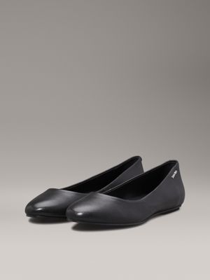 ck black leather ballerinas for women calvin klein