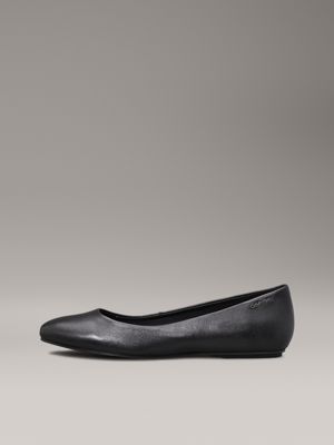 ck black leather ballerinas for women calvin klein