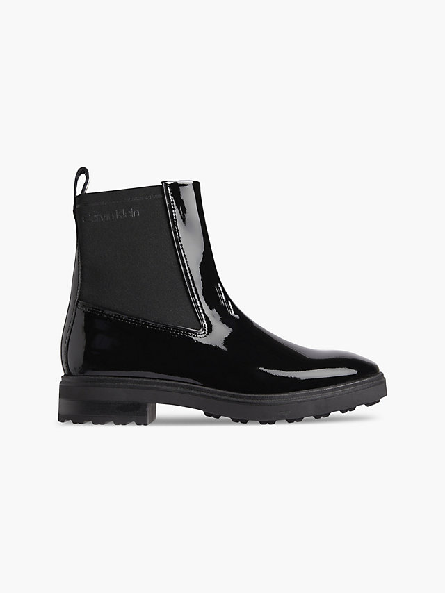 CK Black Patent Leather Chelsea Boots undefined women Calvin Klein
