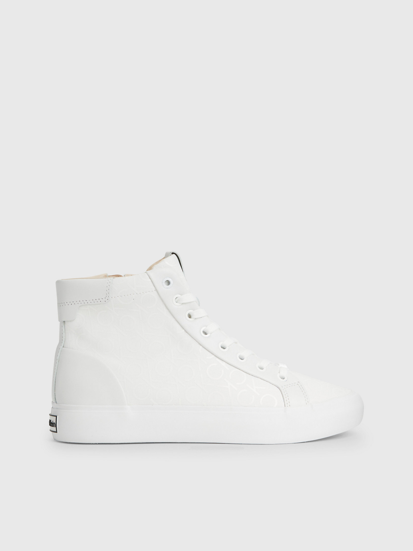 White Mono Mix Recycled Canvas High-Top Trainers undefined women Calvin Klein