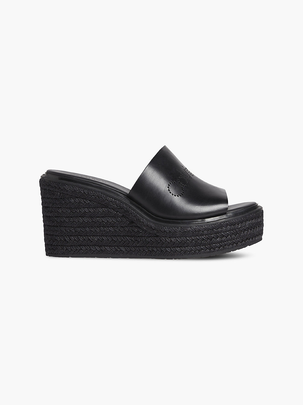 CK BLACK Leather Espadrille Wedge Sandals undefined women Calvin Klein