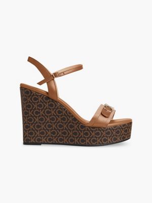 cognac platform sandals