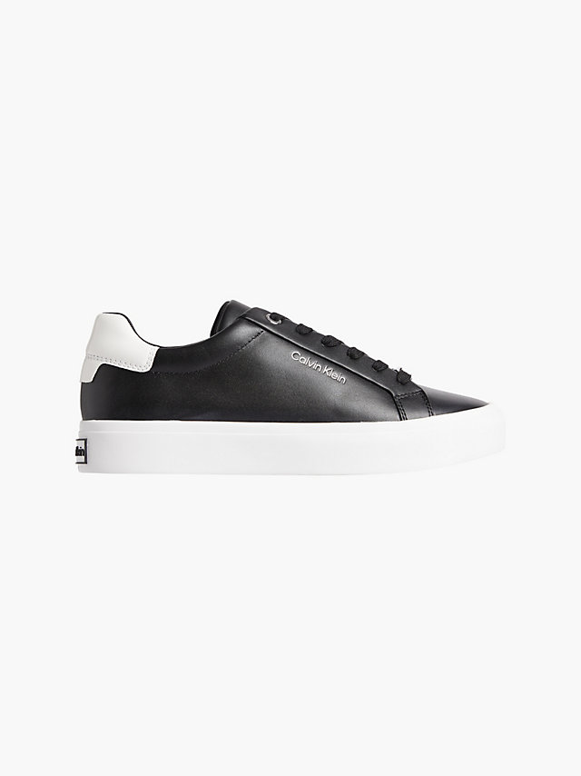Black/ White Leather Trainers undefined women Calvin Klein