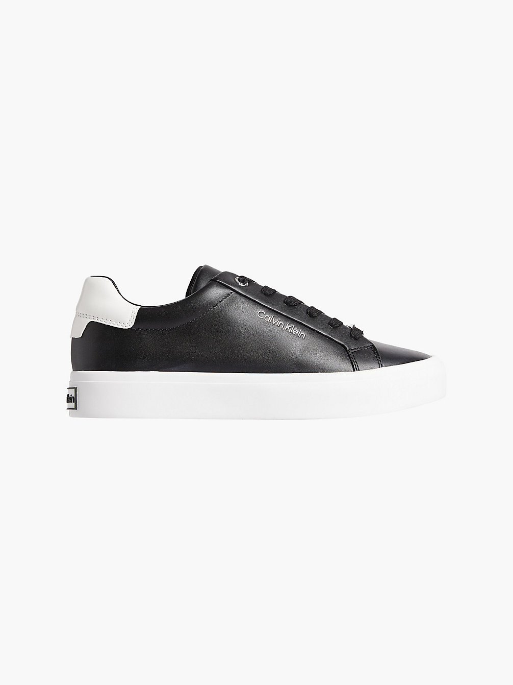 BLACK / WHITE Leather Trainers undefined women Calvin Klein
