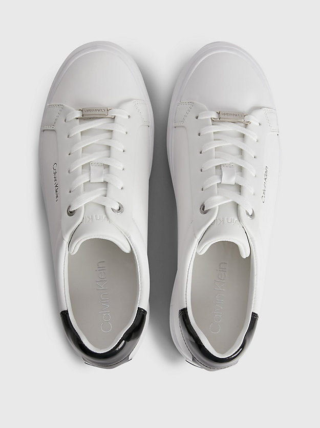 WHITE/BLACK Leather Trainers for women CALVIN KLEIN