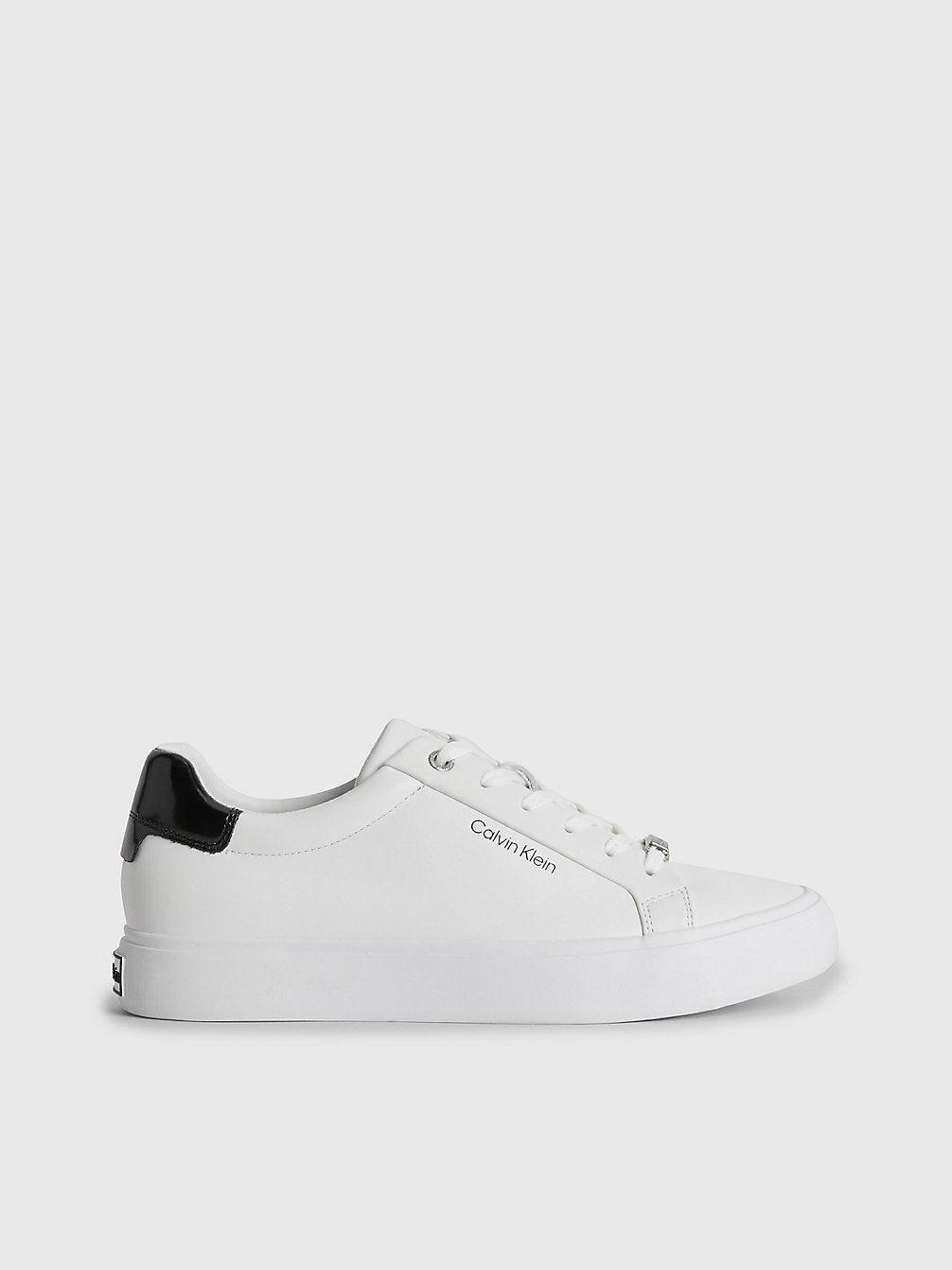 WHITE / BLACK Leather Trainers undefined women Calvin Klein