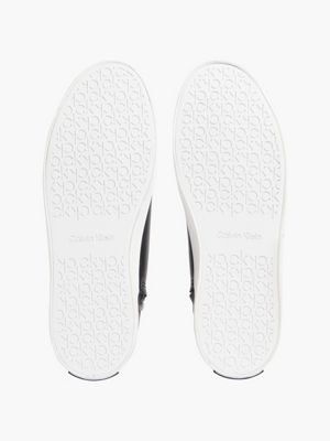 BLACK/WHITE Leather High-Top Trainers for women CALVIN KLEIN