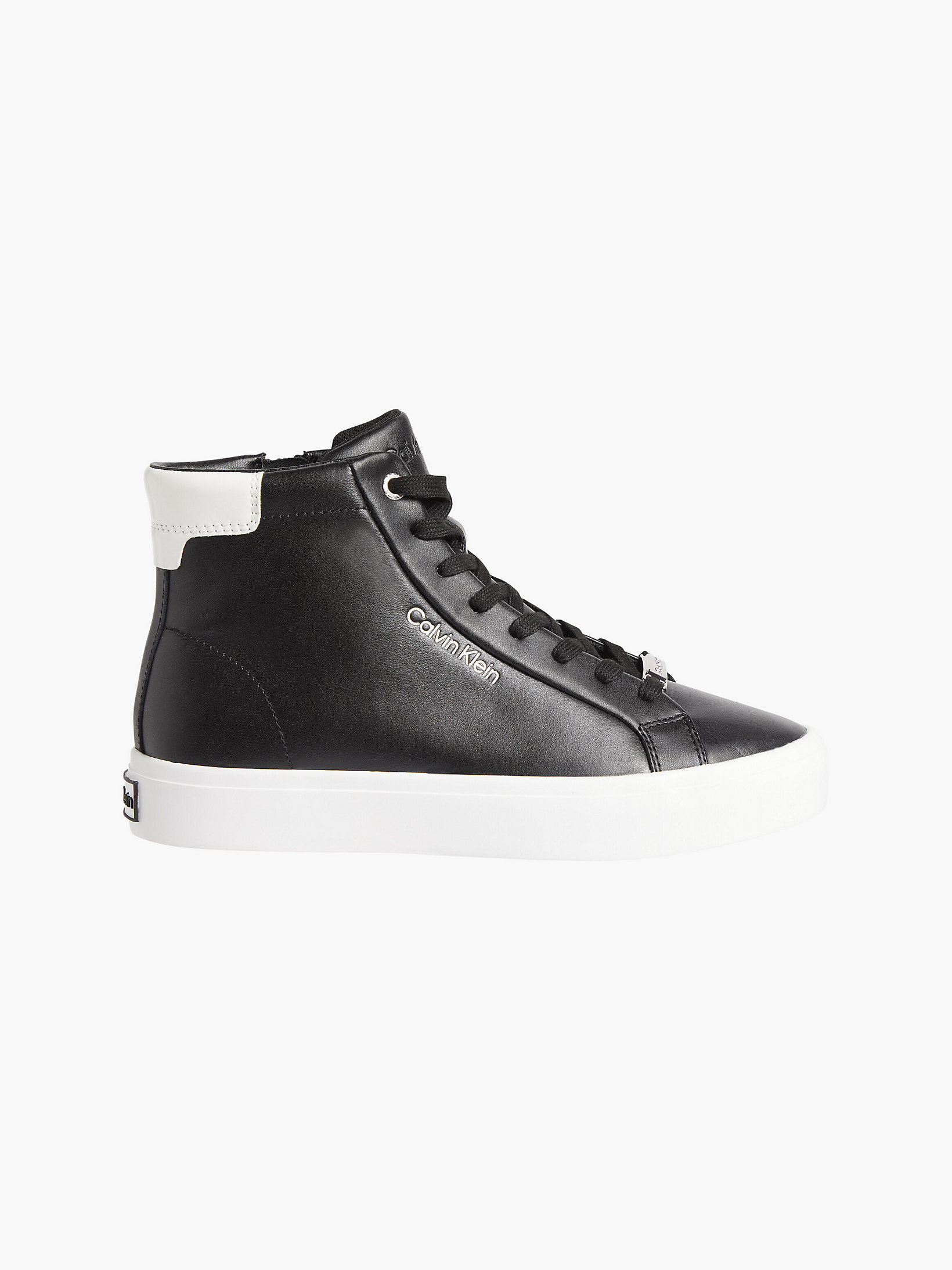 Black / White Leather High-Top Trainers undefined women Calvin Klein