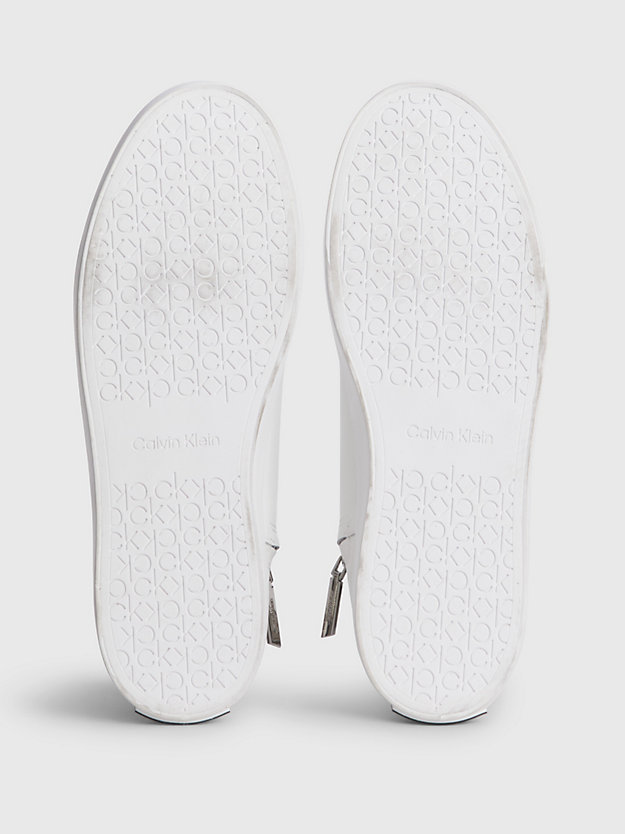WHITE/BLACK Skórzane buty sportowe za kostkę dla Kobiety CALVIN KLEIN
