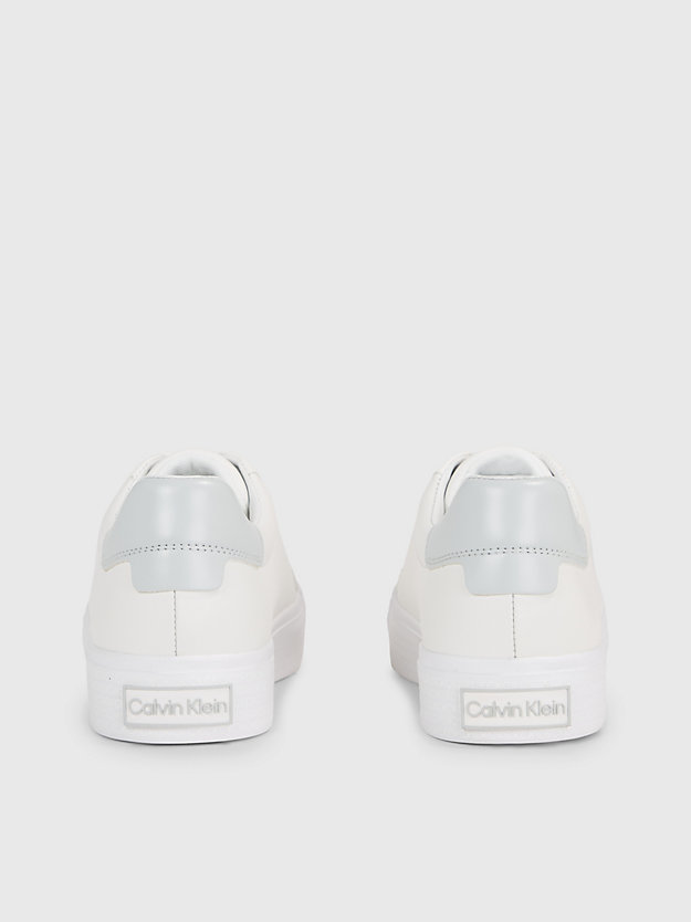 white/pearl grey leren sneakers voor dames - calvin klein
