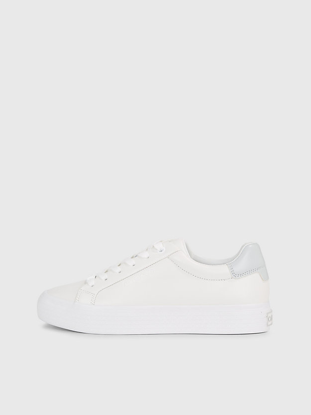 white/pearl grey leather trainers for women calvin klein