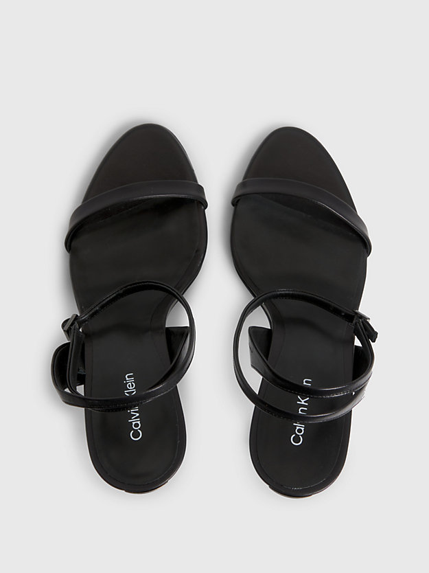 CK BLACK Leather Heeled Sandals for women CALVIN KLEIN