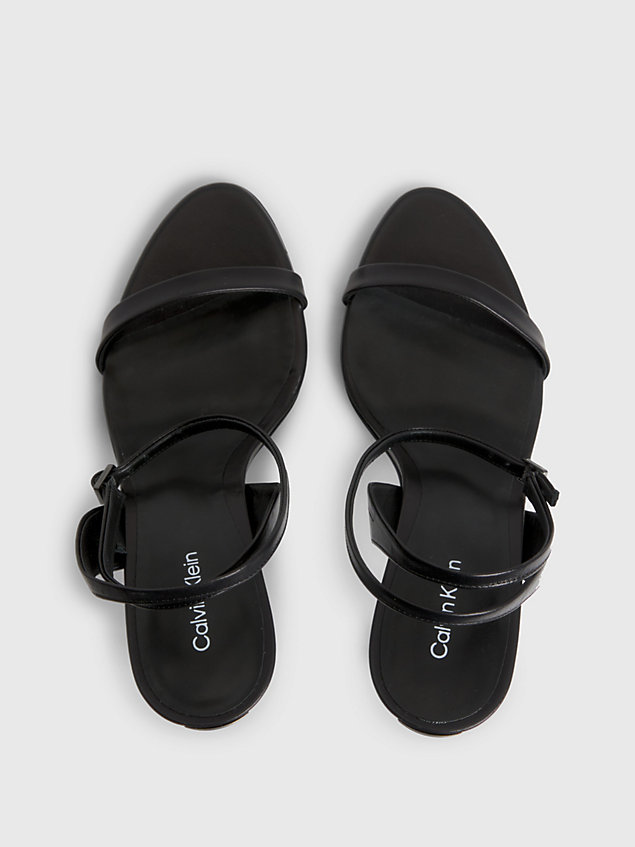 black skórzane sandały na obcasie dla kobiety - calvin klein
