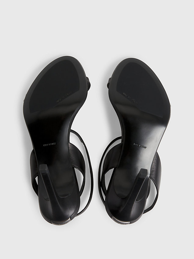 black leren sandalen met hak voor dames - calvin klein