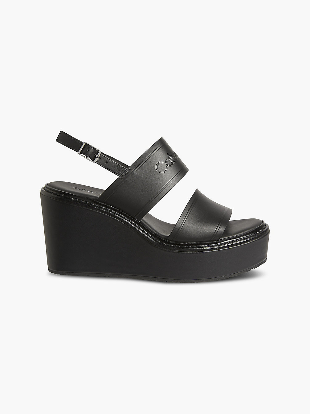 CK BLACK Leather Platform Wedge Sandals undefined women Calvin Klein