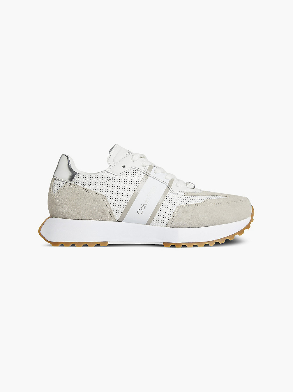 WHITE/SILVER LINING Leather Trainers undefined women Calvin Klein