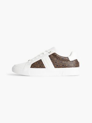WHITE / BROWN MONO Baskets recyclées avec logo for femmes CALVIN KLEIN