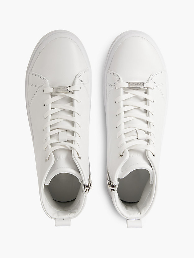 TRIPLE WHITE Skórzane buty sportowe za kostkę dla Kobiety CALVIN KLEIN