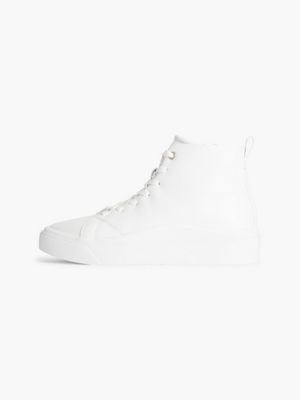 TRIPLE WHITE Baskets montantes en cuir for femmes CALVIN KLEIN