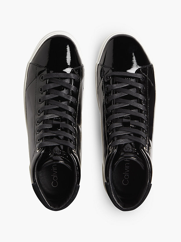 CK BLACK Leather High-Top Trainers for women CALVIN KLEIN