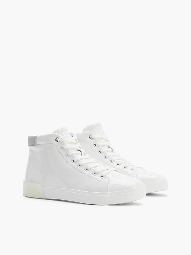 CK WHITE Leather High-Top Trainers for women CALVIN KLEIN