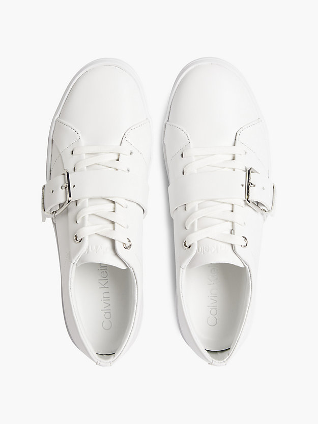 TRIPLE WHITE Sneaker con plateau in pelle da donna CALVIN KLEIN