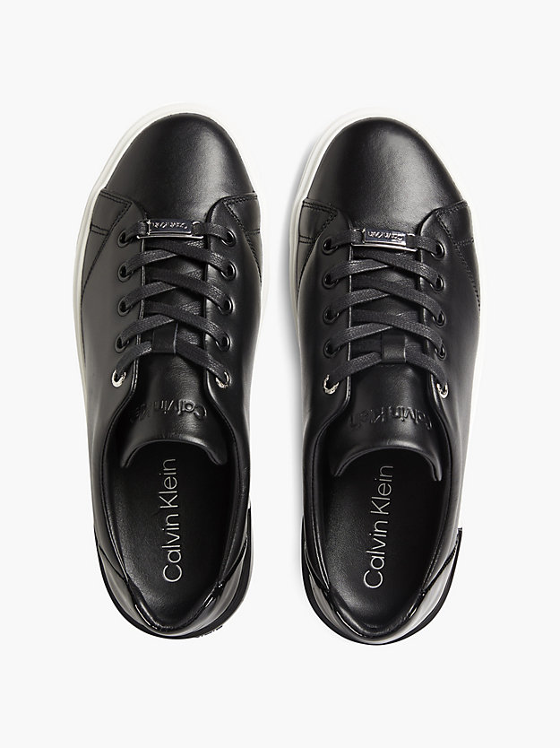 CK BLACK Leather Trainers for women CALVIN KLEIN