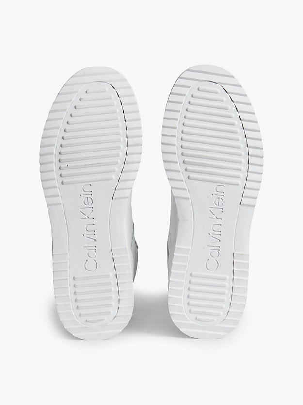 CK WHITE Leather High-Top Trainers for women CALVIN KLEIN