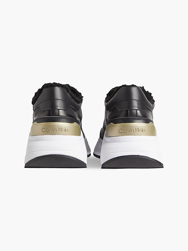 CK BLACK Leather Wedge Trainers for women CALVIN KLEIN