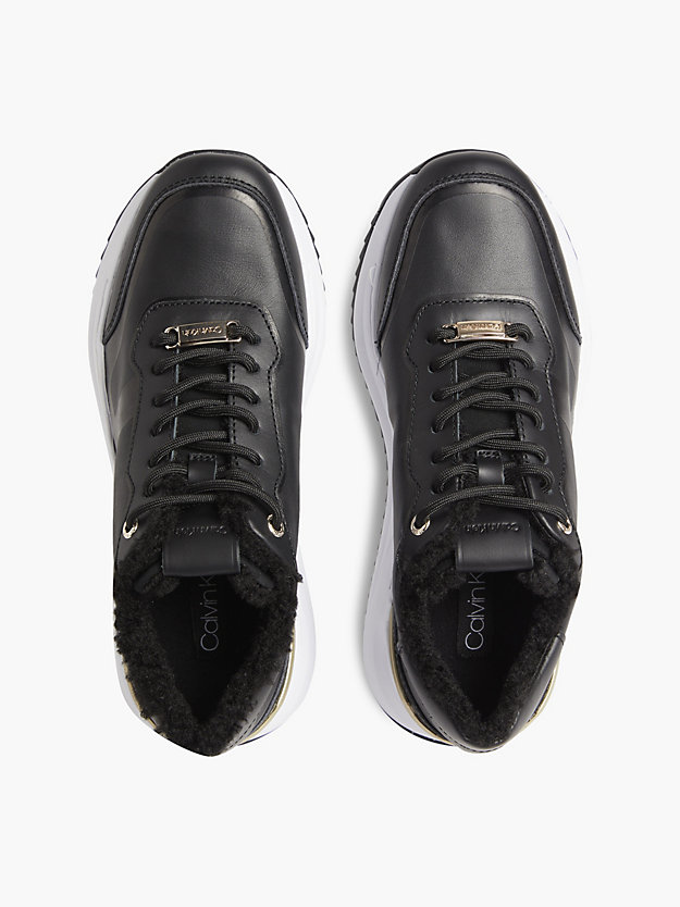 CK BLACK Leather Wedge Trainers for women CALVIN KLEIN