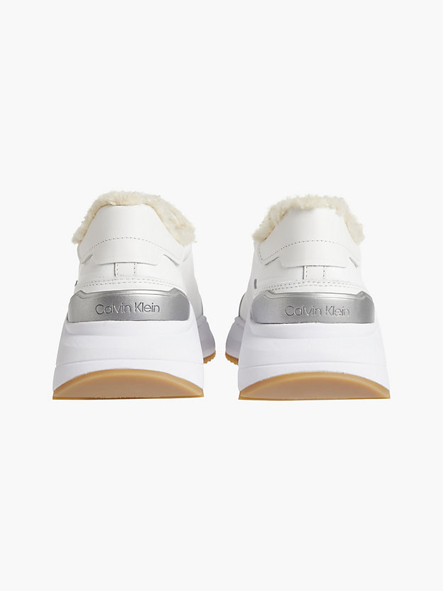 CK WHITE Leather Wedge Trainers for women CALVIN KLEIN