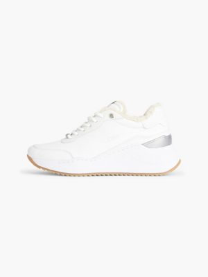 CK WHITE Leather Wedge Trainers for women CALVIN KLEIN
