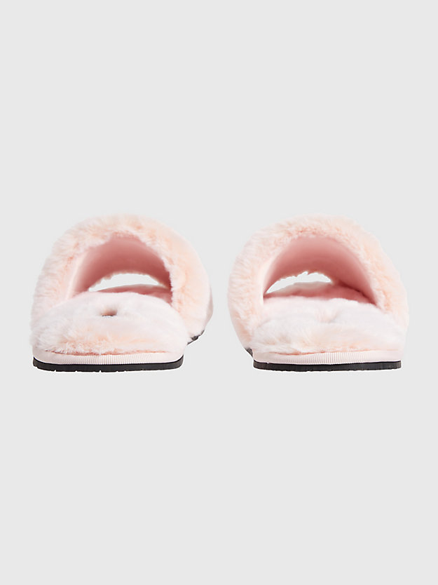 pink bloom recycled faux fur slippers for women calvin klein