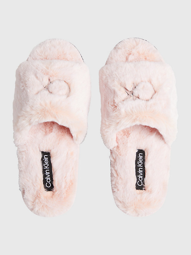 Pink Bloom Recycled Faux Fur Slippers undefined women Calvin Klein