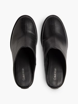 CK BLACK Leather Heeled Mule for women CALVIN KLEIN