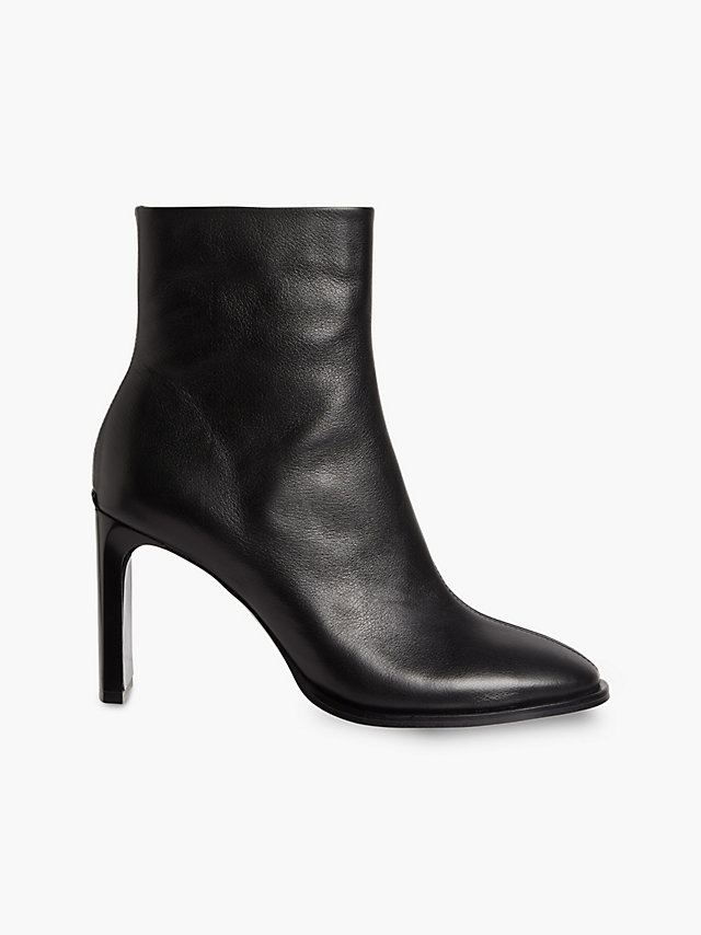 CK Black Leather Heeled Ankle Boots undefined women Calvin Klein