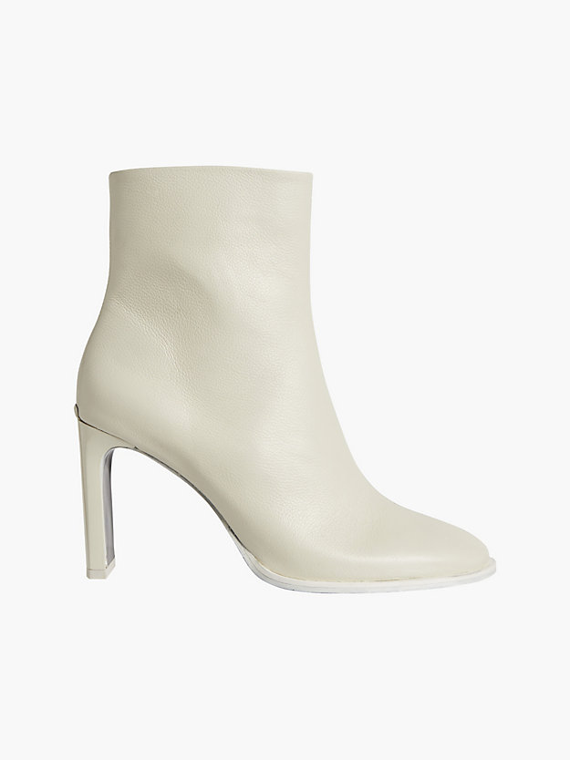 DK ECRU Leather Heeled Ankle Boots for women CALVIN KLEIN