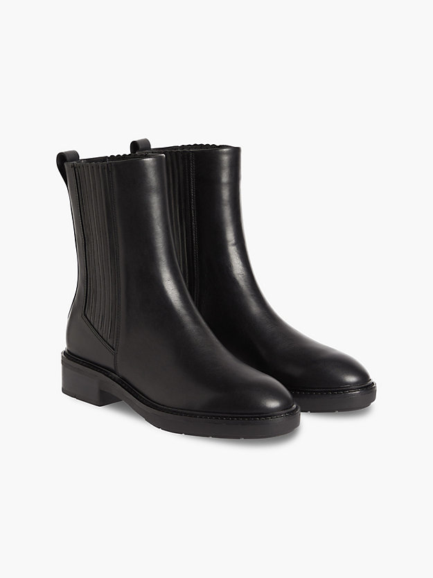 CK BLACK Leather Chelsea Boots for women CALVIN KLEIN