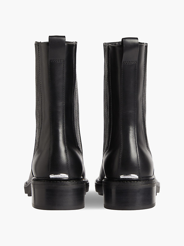 CK BLACK Leather Chelsea Boots for women CALVIN KLEIN