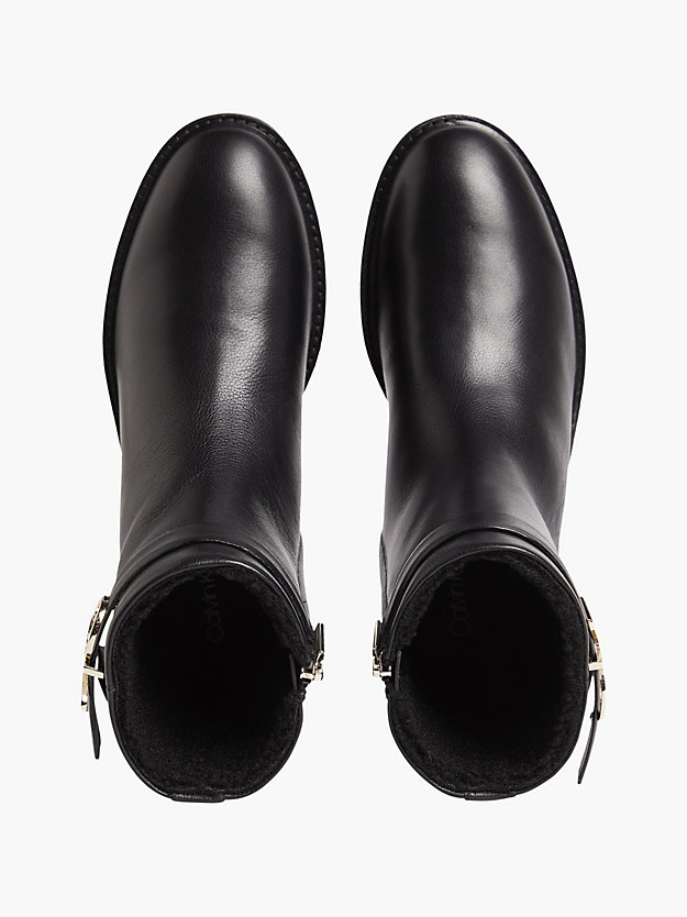 CK BLACK Leather Ankle Boots for women CALVIN KLEIN