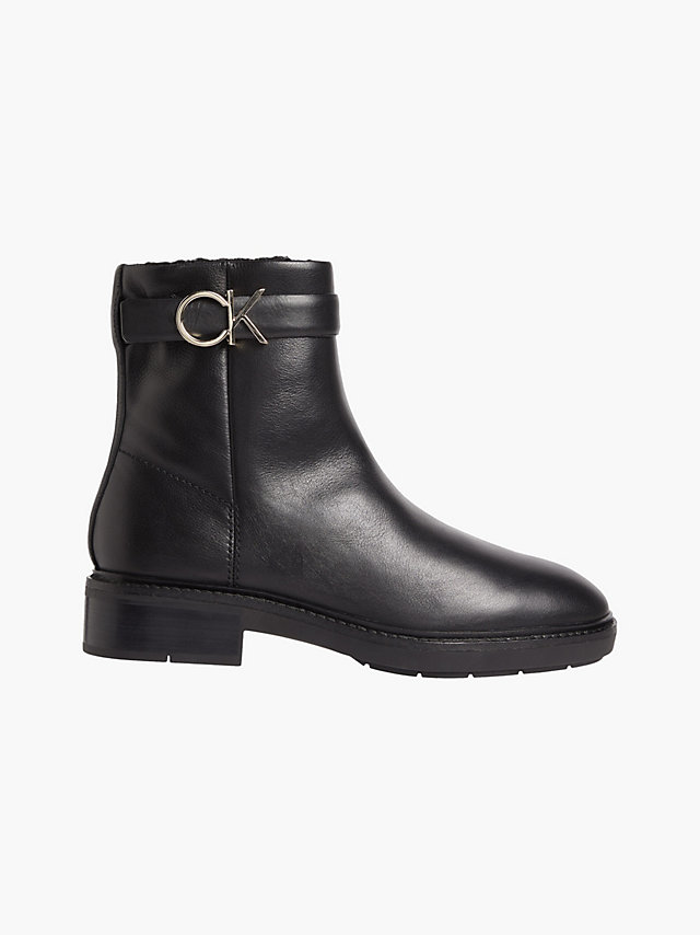 CK Black Leather Ankle Boots undefined women Calvin Klein