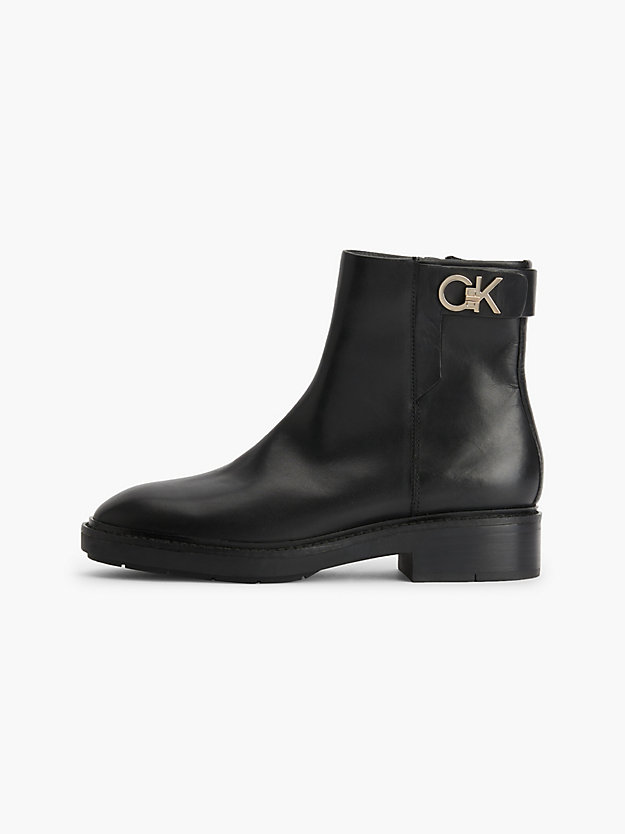 CK BLACK Ankle-Boots aus Leder für Damen CALVIN KLEIN