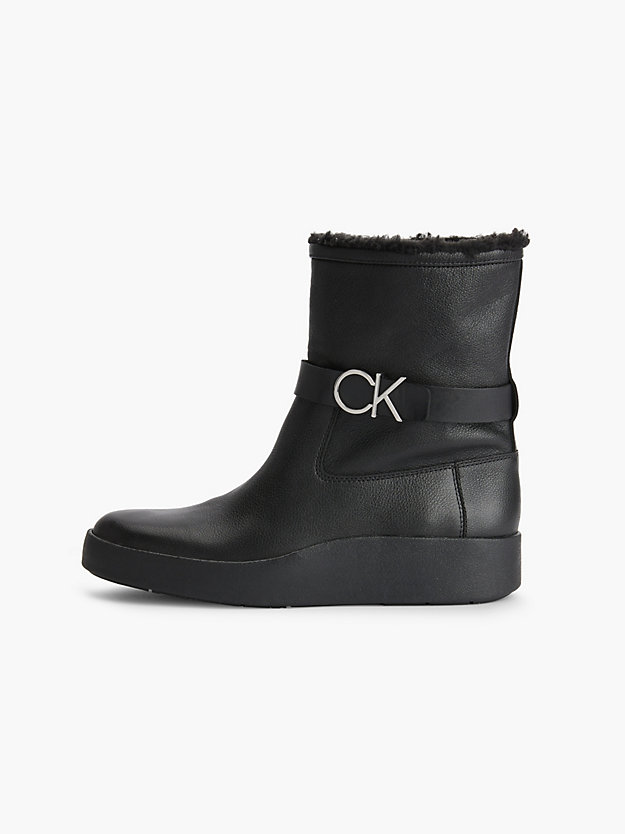 CK BLACK Ankle-Boots aus Leder für Damen CALVIN KLEIN